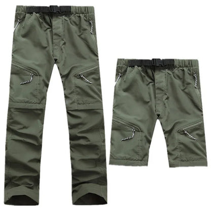 Summer Detachable Quick Dry Cargo Pants Men Waterproof Active Multifunction Pockets Outdoor Long Trousers Casual Pants