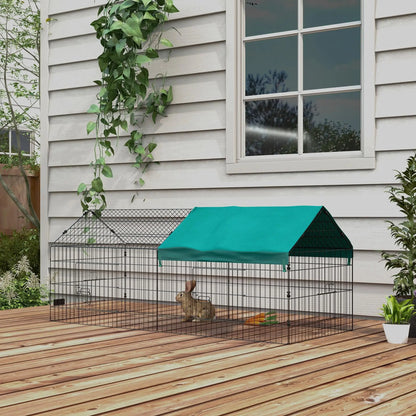 Steel Cage for Small Animals with Doors and Top Cover, for Rabbits, Chinchillas, Chickens, 185X75X75 Cm, Green