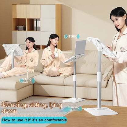 Oatsbasf Floor Reading Stand 43-78cm Height Adjustable Tablet Stand Book Shelf Liftable Reading Table  Foldable iPad Holder