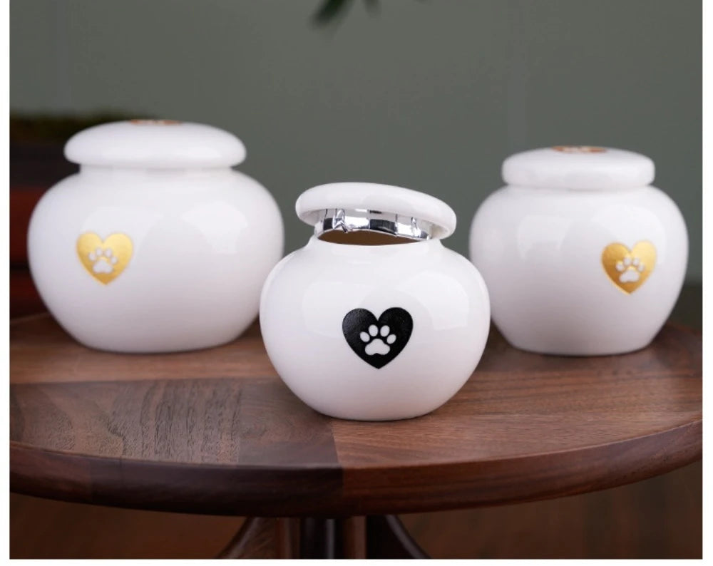 Ceramic Can urns for puppy ashes Sealed and moisture-proof pet souvenir animal funeral urn portable pet memorials and gifts