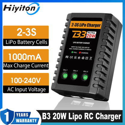 Lipo Charger for 2-3S Lipo Battery (7.4V-11.1V) 20W RC Charger LiPo Charger Airsoft Balancer for RC Cars Airsoft Guns RC Boats