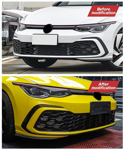 GTI style car accessories body kit Front Bumper Grill decoration sports version front grille fog lamp For vw golf 8 mk8 R-Line
