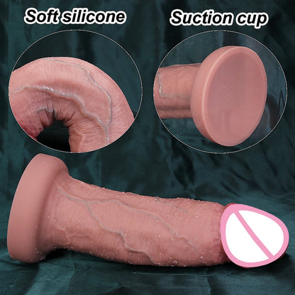 4Sizes Advanced Realistic Soft Dildo Big Thick Fake Penis Double Silicone Cock Woman Man Masturbation Suction Cup Anal Sex Toys