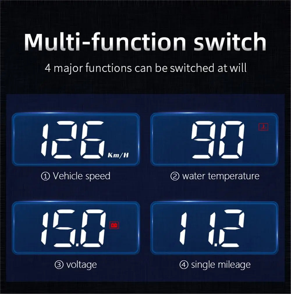 M3 HUD Obd2 Display On-board Computer Car Head-up display Windshield Big Font projection E-OBD and GPS Suitable for All Cars M1