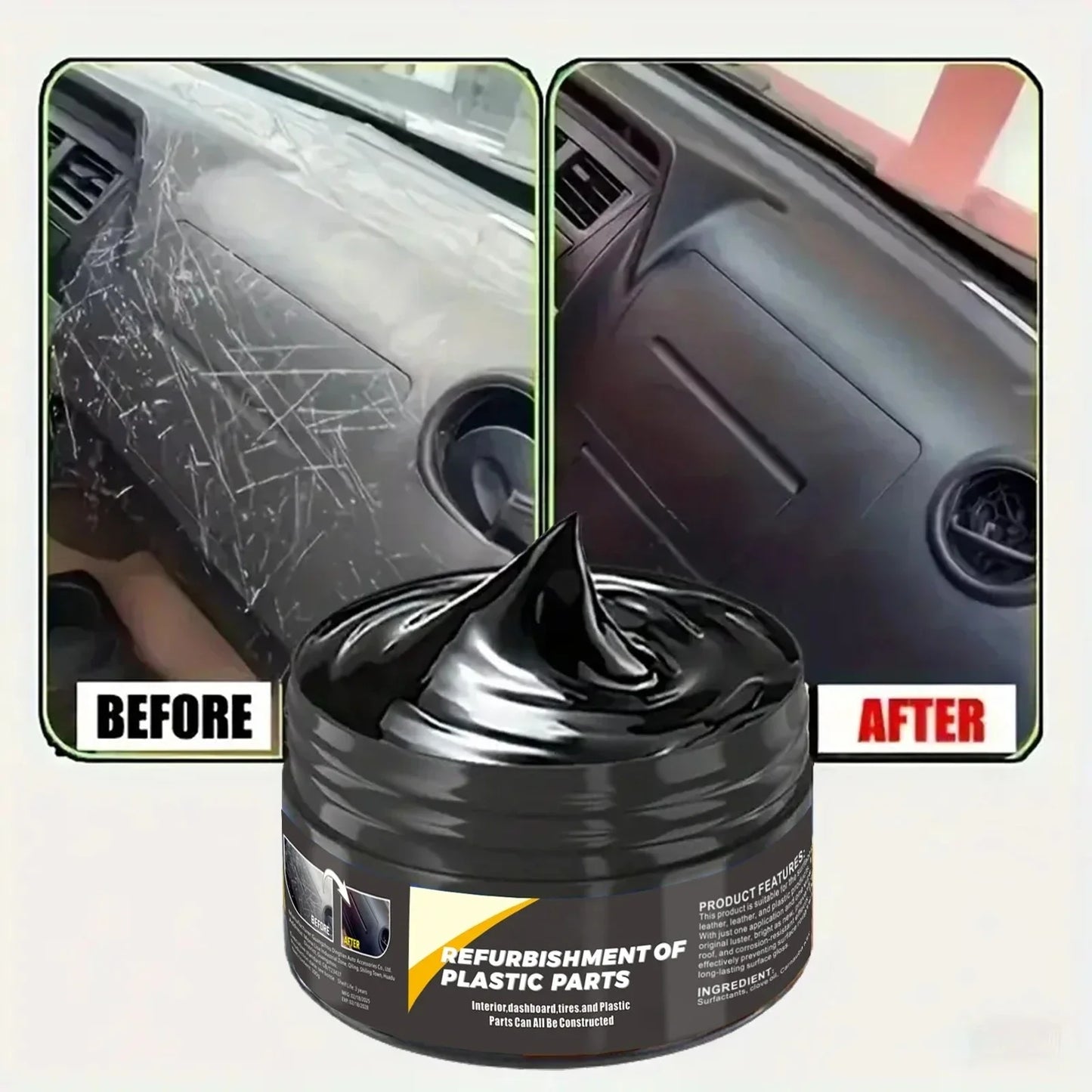Car Interior Scratch Repair Paste, Interior and Exterior Plastic Polishing Wax for Leather, Tires, Steering Wheel.