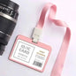Office Supplies Luxury Metal Material Business Card Holder Credit Id Card Badge Holder With Exquisite Lanyard Custom