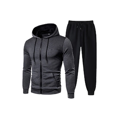 2023 Autumn and Winter New European and American Solid Color Fleece Sweater Pants Men's Casual Zipper Sports Hat Set