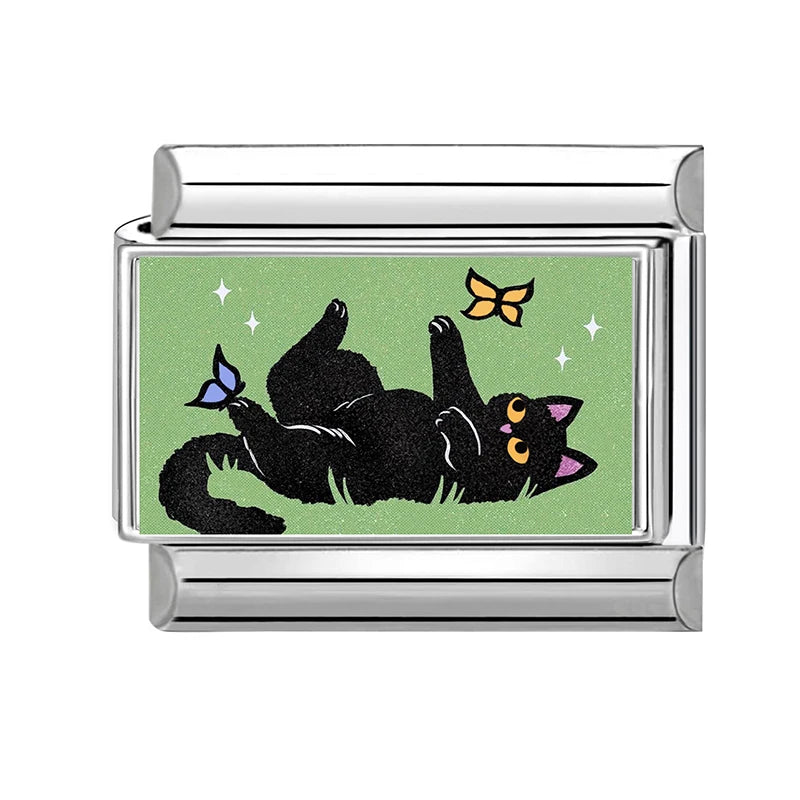 2026 Women's Funny Cat Bite Tail Elephant Dog Animals Italian Charm Link Fit 9mm Stainless Steel Module Bracelet Making Jewelrys