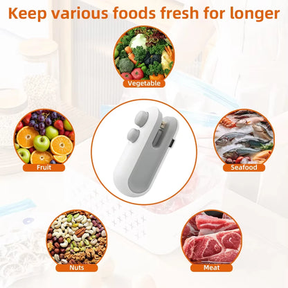 Mini Handheld Heat Bag Sealing Machine Plastic Food Package Sealer Clip-on Bag Sealer Portable Food Packaging Sealer