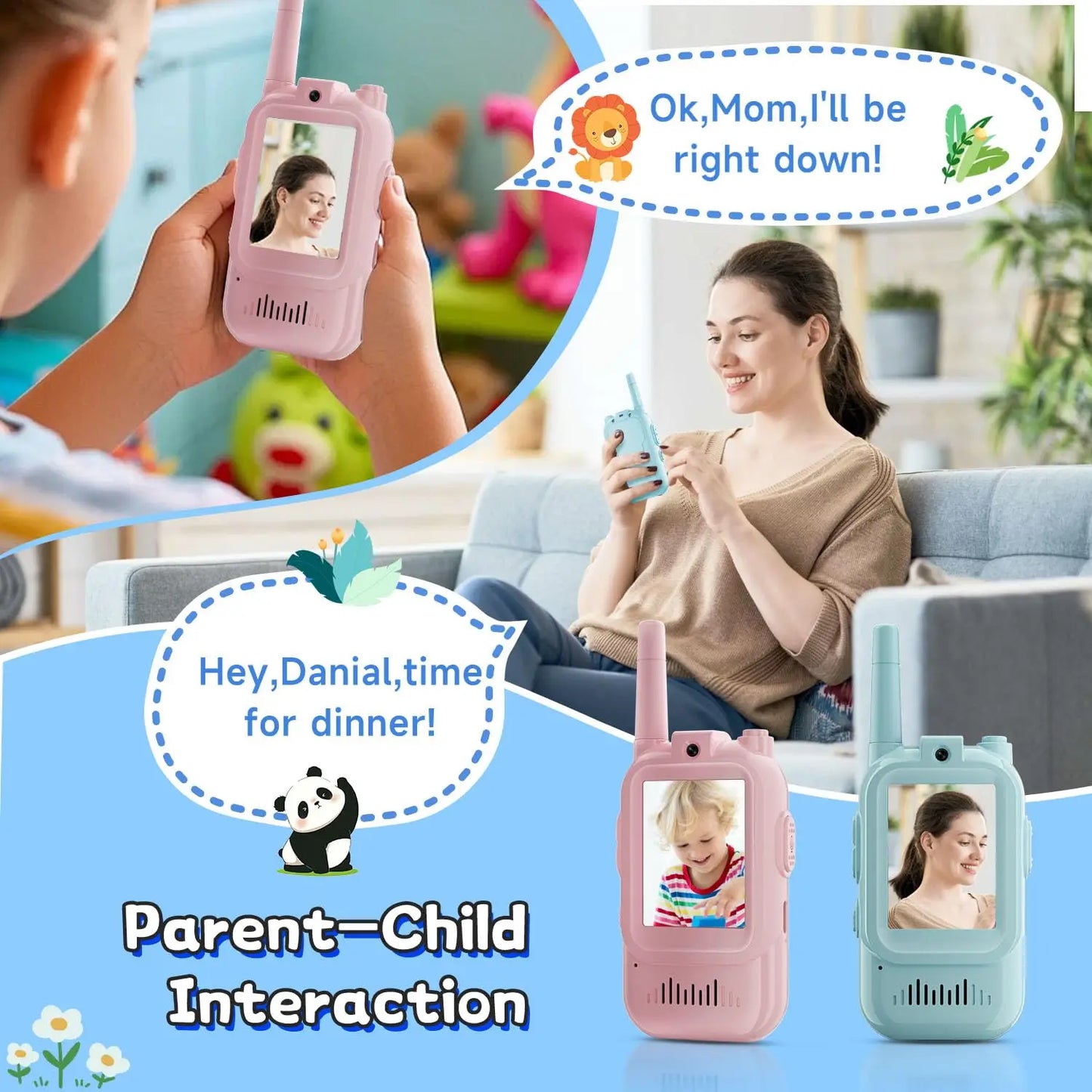 Video Walkie Talkies for Kids 2 Pack Rechargeable Toddler Toys  for Indoor Camping Travel  Birthday Gfits for Kids Ages 3-12