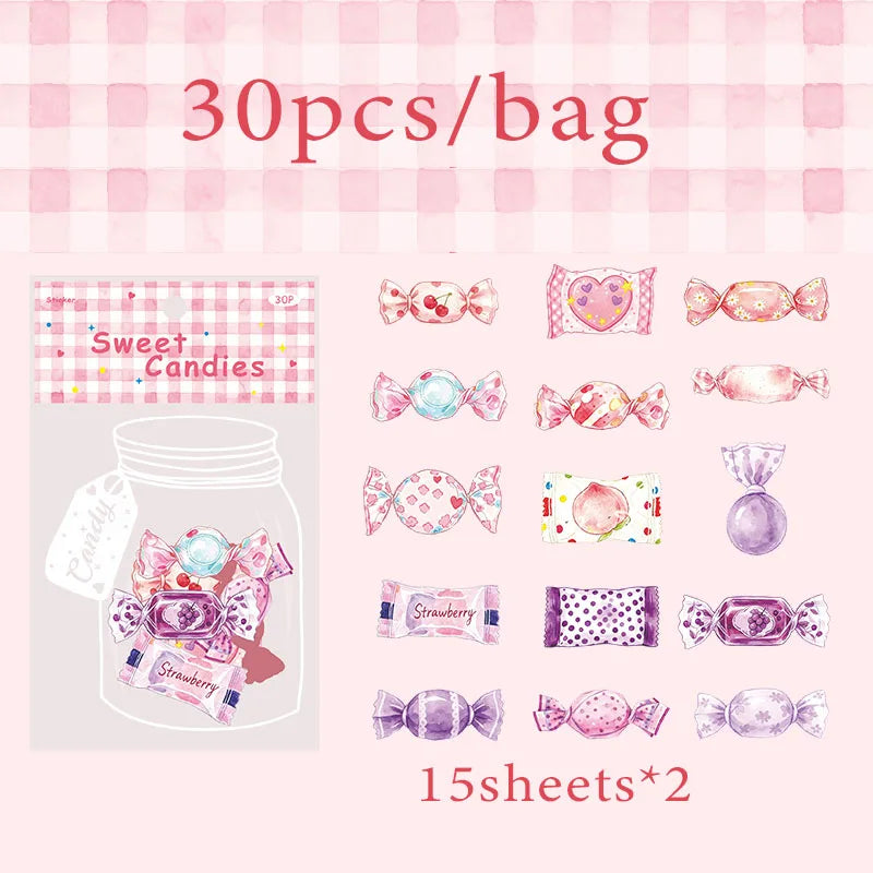Candy Shaped Sticker Pack, Sweet Style Stickers for Junk Journal Decoration, Decorative Stickers for Water Cups, Photo Frames