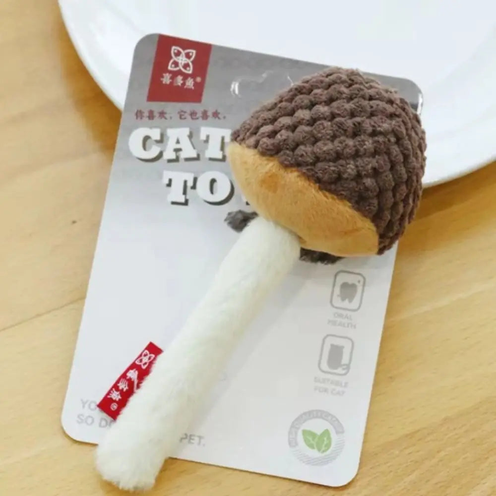 New Simulated Cat Chew Bite-resistant Soft Interactive Cat Non-toxic Mushrooms Shape Teaser Stick Interactive Play