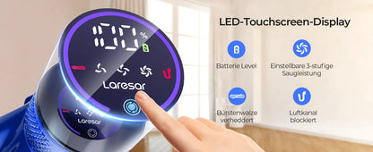 90 Min Laresar V7S 75000PA 650W Cordless Vacuum Cleaner Handheld Long Runtime Removable Battery Smart Display Home Appliance
