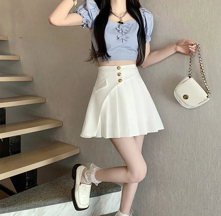 Black Pleat Skirts for Woman White High Waist Pleated Mini Clothes Short Kawaii Cute Women's Skirt Aesthetic Cheap Summer 2025 V