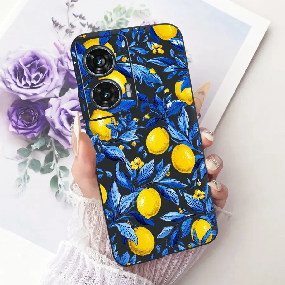 Case For Motorola Edge 50 Fusion Cover XT2429-1 Popular Flower Soft Black Silicone Phone Cases For Motorola G96 5G MotoG96 Funda