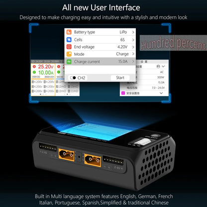 ToolkitRC M6D V3 Charger Black DC 500W Intelligent Dual Channel 1S 2S 3S 4S 5S 6S Toy Model Car Lithium Battery Fast Charging