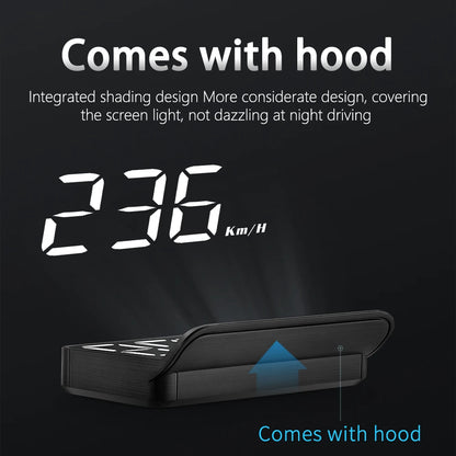 M3 HUD Obd2 Display On-board Computer Car Head-up display Windshield Big Font projection E-OBD and GPS Suitable for All Cars M1