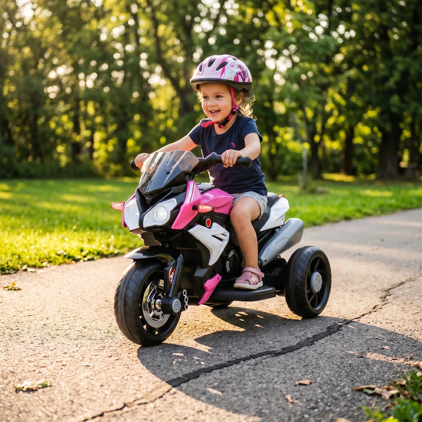 3-wheel 6 V electric Motorbike for children, electric car for 3- to 5-year-olds, with light and sound effects, 86x42x52cm, pink
