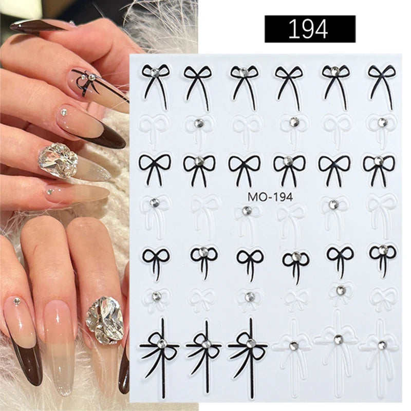 White Black French Line Nail Stickers Stripe 3D Gradient Lines Sliders DIY Stickers for Nails Nail Accessories Manicure Decor