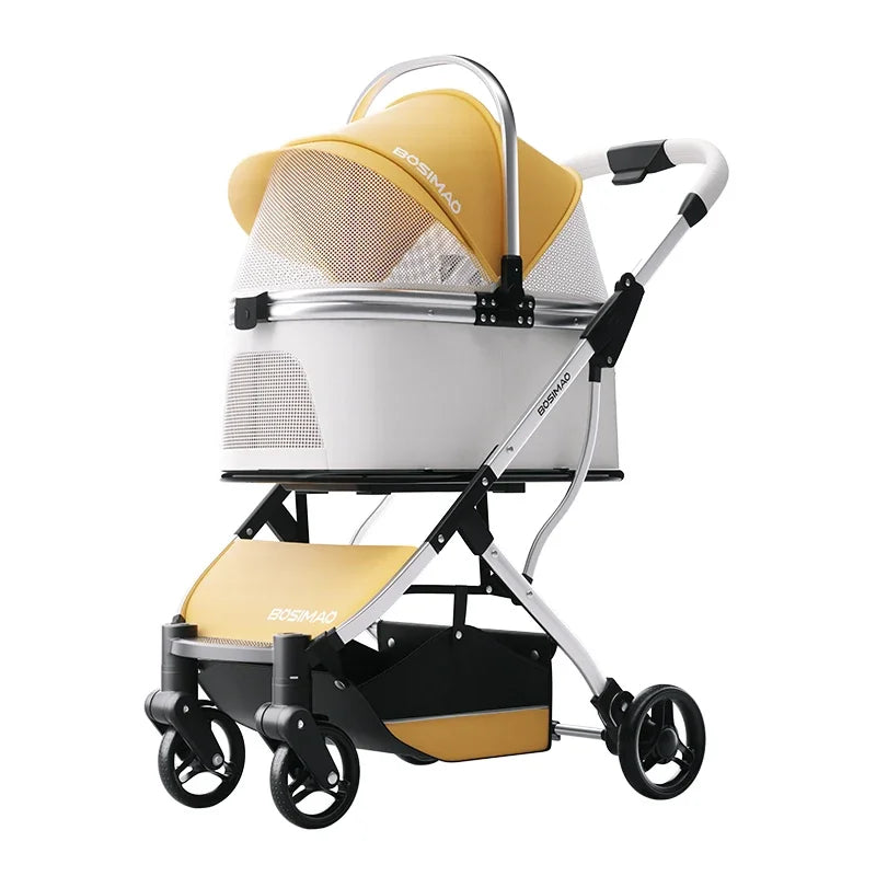 Lightweight Pet Stroller Dog-specific Travel Stroller Foldable High-view Pet Stroller Large Space Removable Carry Basket Cat Car