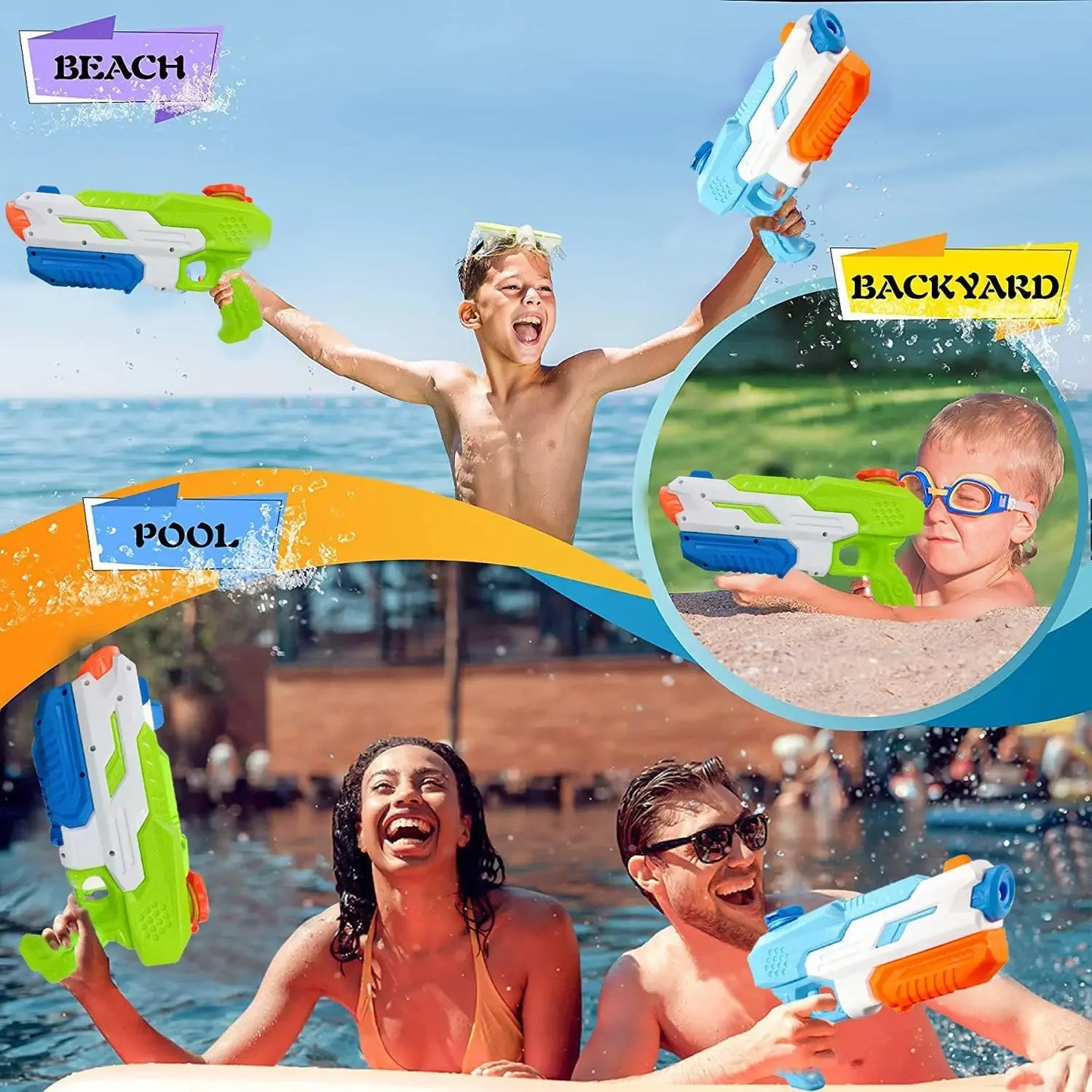 Water Guns Summer Soaker Squirt Guns 600CC for Kids Boys Girls Adults Outdoor Toy for Swimming Pool Yard Lawn Beach