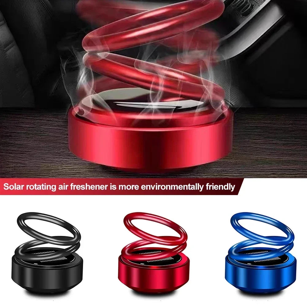 Solar Auto Aromatherapy Rotating Car Air Fresheners Car Decorations Aroma Double Ring Vehicle Diffuser Car Accessories Interior