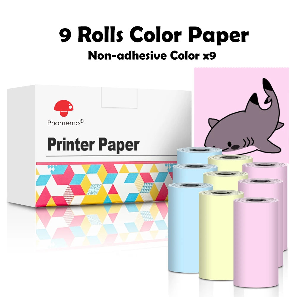 Phomemo Self-adhesive Sticker Paper for T02/M02X Portable Printer Thermam Paper Label Sticky DIY Photo Text Study Notes Printing