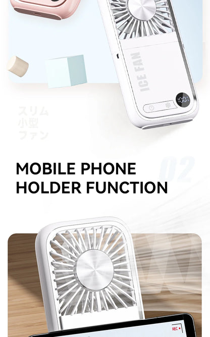 Multifunction Foldable Hand Fan USB Charging Mini Portable Hanging Neck Air Cooling Fan Semiconductor Refrigeration Small Fan