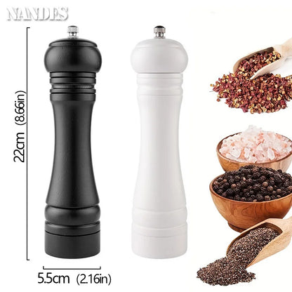8inch Manual Wood Salt and Pepper Grinder Adjustable Ceramic Rotor Seasoning Spice Grinders Kitchen Cooking Tools