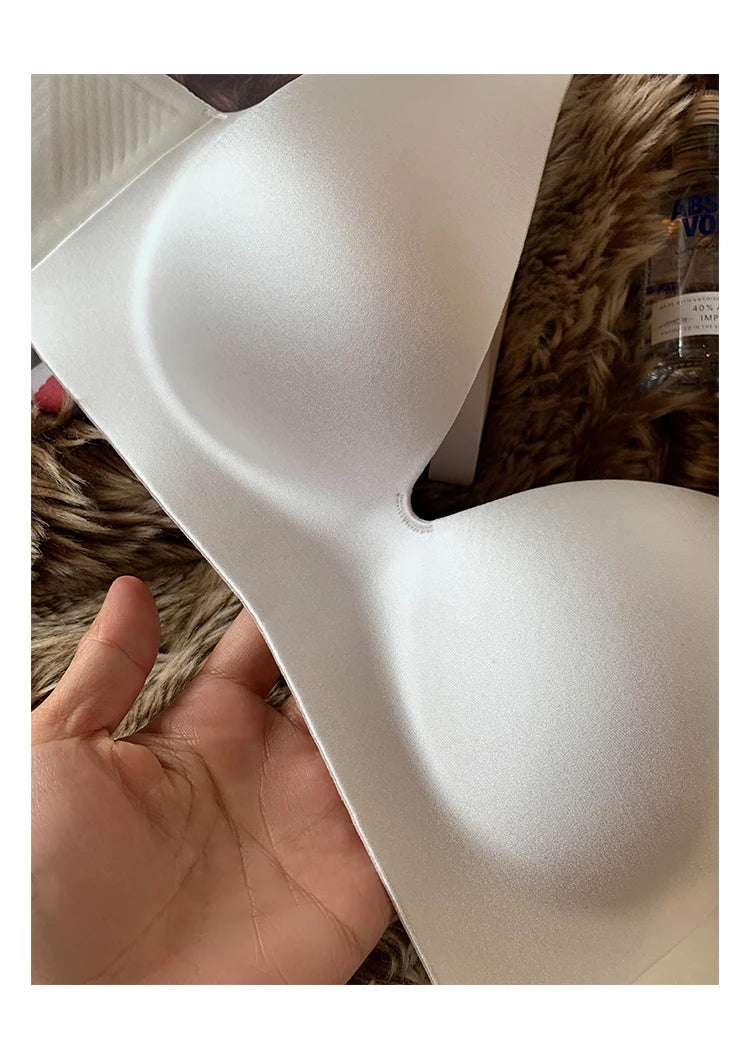 Satin Bralette Slip for Small Bust Women Seamless One Piece Wireless Support Anti Sagging Comfort Everyday S-XL MOYISU Sexy AB