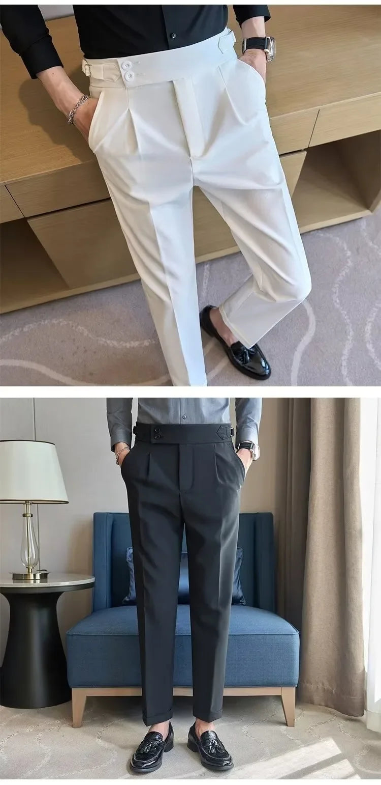 Business Casual Men's Suit Pants Breathable Versatile Korean Style Lightweight Luxury West Pants for Office Work Slim Fit