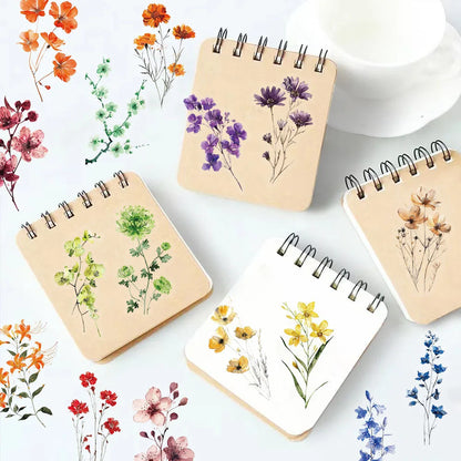 50/300PCS Ink Flower Sticker Pack Waterproof Transparent PET Brochure Flower Material Decorative Guitar Notebook Stickers