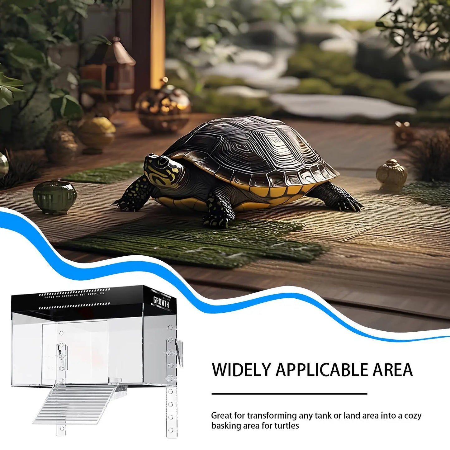 Turtle Tank Basking Area Anti-Slip Reptile Resting Land Animal Observation With Ramp Aquatic Terrapin Enclosure Cage for Living