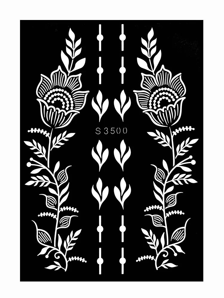 Flower Tattoo Stencil Reusable Henna Template for Hand and Body Henna Tattoo Design for Wedding Festival Party Tattoo Tools