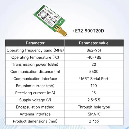 CDEBYTE E32-T Lora Module 170/230/868915MHz IoT 20/30/33/37dBm Wireless Transceiver Module UART Transmitter and Receiver