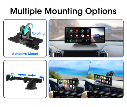 7/10.26" Wireless Carplay Screen for Car,5G Wifi Dash Cam 4K Car DVR,Android Auto Dual Lens GPS Navigation Video Recorder,FM AUX