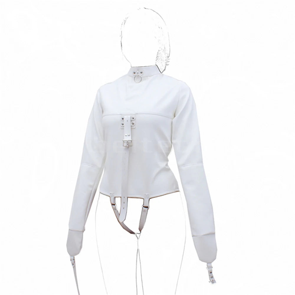 Female Sofe Leather Adjustable Binder Bondage Straitjacket Binding Slave Lockable Coat For Women Erotic Cosplay Adult BDSM