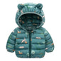 Baby Boys Girls Down Jackets Kids Cartoon Bear Zipper Coats Autumn Boys Thin Warm Hooded Jackets Children Clothes Outerwear