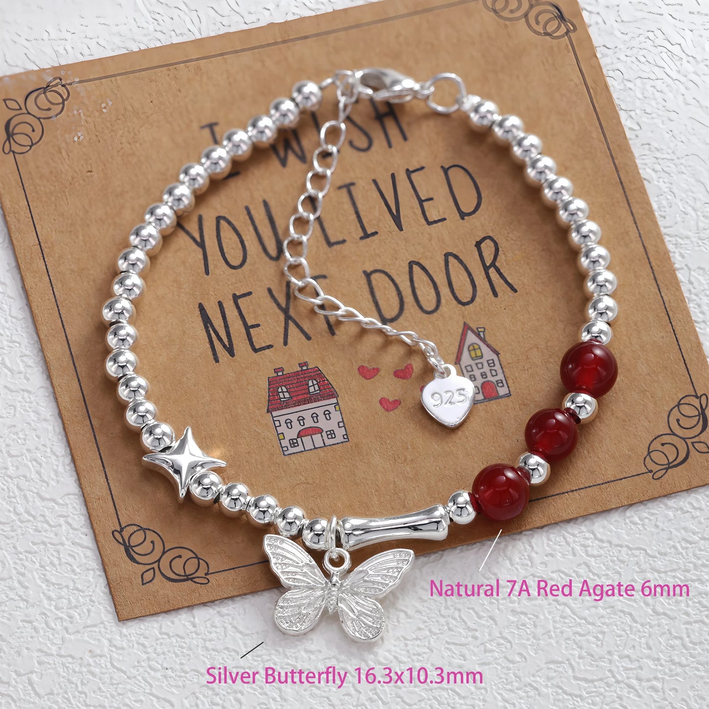 VENTFILLE 925 Sterling Silver Butterfly Bracelet for Girl Bead String Design Insect Fashion Versatile Jewelry Gift Dropshipping