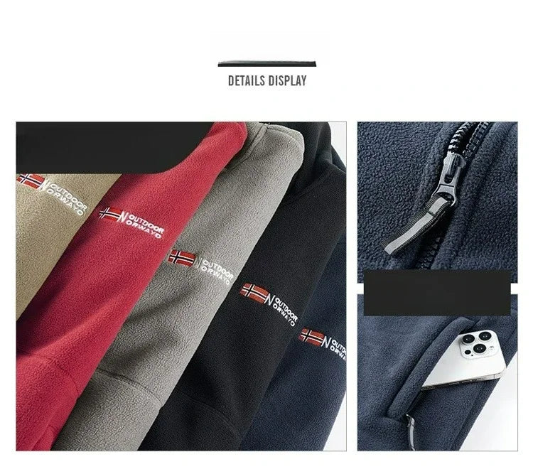 Autumn and Winter New Retro Trendy Jacket Men's Double Sided Polar Fleece Business Leisure Outdoor Couple Coat Top