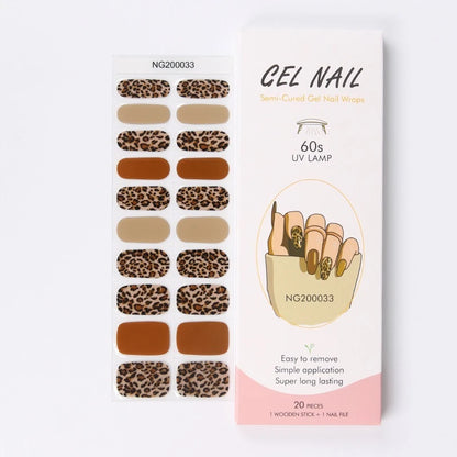 16/22 Tips Semi Cured Gel Nail Stickers for UV Lamp Designer Adhesive Nail Gel Wraps DIY Long-lasting  Nail Decoration