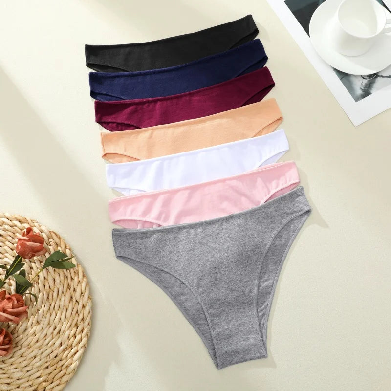 4PCS/SET Seamless Cotton Panties Women Sexy Low Waist Briefs Solid Color Breathable Female Underwear Soft  Comfortable Intimates