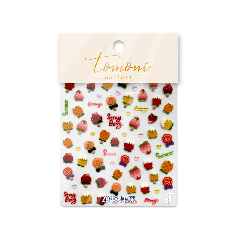 Line Flower Powder Blusher Love Heart High Quality Jelly Series Adhesive Nail Sticker Nail Art Decoration Decals Design T-2830