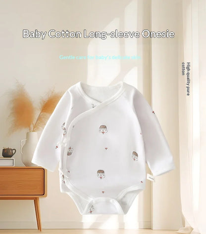 Spring Autumn Pure Cotton Long Sleeve Baby Bodysuit Triangle Crawling Suit Home Comfort Wear Bottom Covering Infant Garment