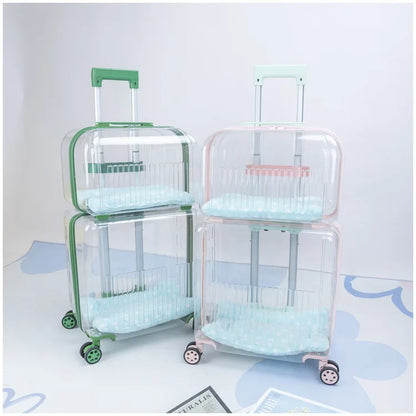 Pet Outdoor Suitcase Portable Car Mounted Double-layer Transparent Breathable Cat and Dog Tour Cat Bag