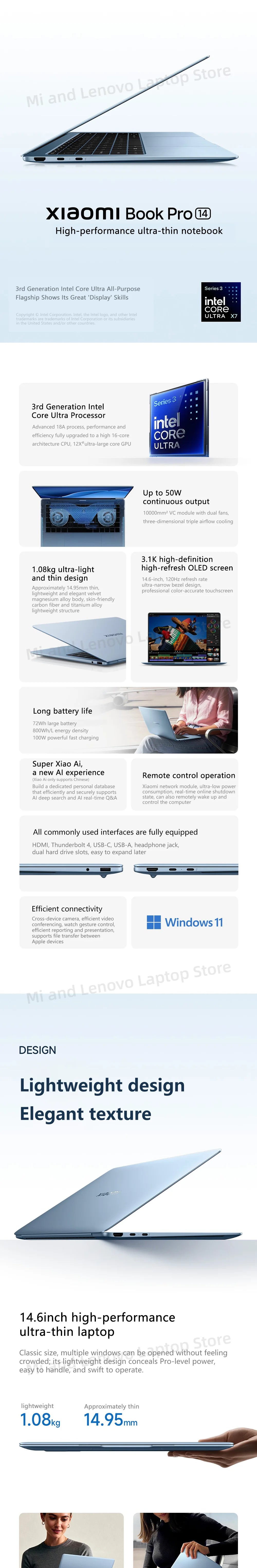 Xiaomi Book Pro 14 Ultra5-338H/UltraX7-358H 32GB+1TB 14.6inch 3.1K 120Hz OLED Screen