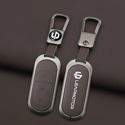 Zinc alloy+leather car remote key set, suitable for Leapmotor C16 C11 C10 C01 B10 T03 S01 car keychain key set chain accessories