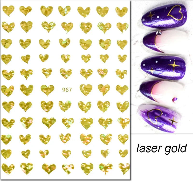 3d Nail Art Stickers Red Black White Love Hearts Stars Clouds French Full Tips Adhesive Nail Decals Slider For Manicure