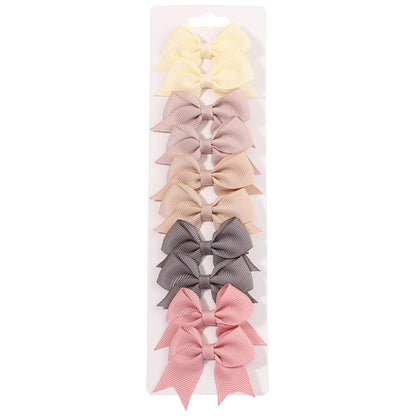 10Pcs/Set New Cute Solid Ribbon Bowknot Hair Clips for Baby Girls Handmade Bows Hairpin Barrettes Headwear Baby Hair Accessories