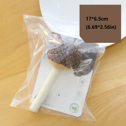 New Simulated Cat Chew Bite-resistant Soft Interactive Cat Non-toxic Mushrooms Shape Teaser Stick Interactive Play